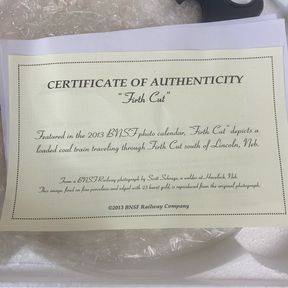 BNSF Railway “FIRTH CUT” Collector Plate 2012 Train Locomotive 1/13,000 Limited - Picture 5 of 6